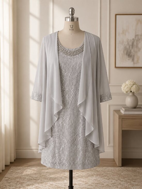 R&M Richards Dresses & Skirts - R&M Richards 2-piece glitter lace sheath dress and jacket set in a champagne